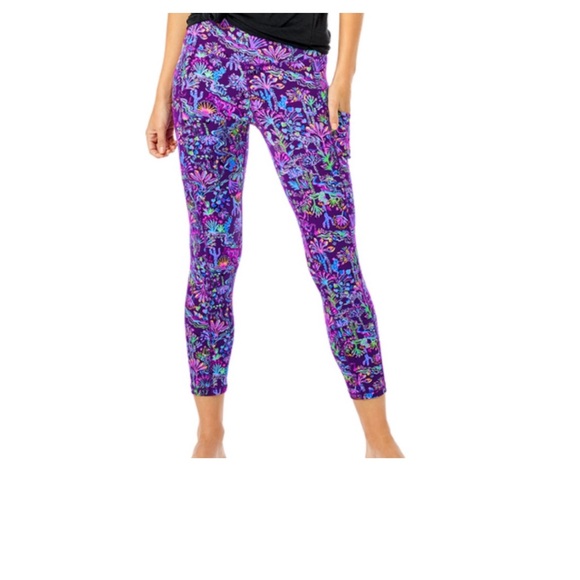 LuLaRoe One Size Purple Floral Hooded Top leggings - Picture 1 of 5